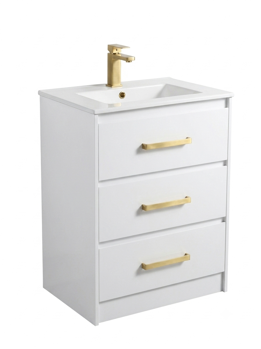 A-WinterWhite Bathroom Vanity with Ceramic Sink 24"