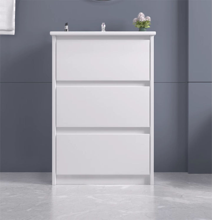 A-WinterWhite Bathroom Vanity with Ceramic Sink 24"