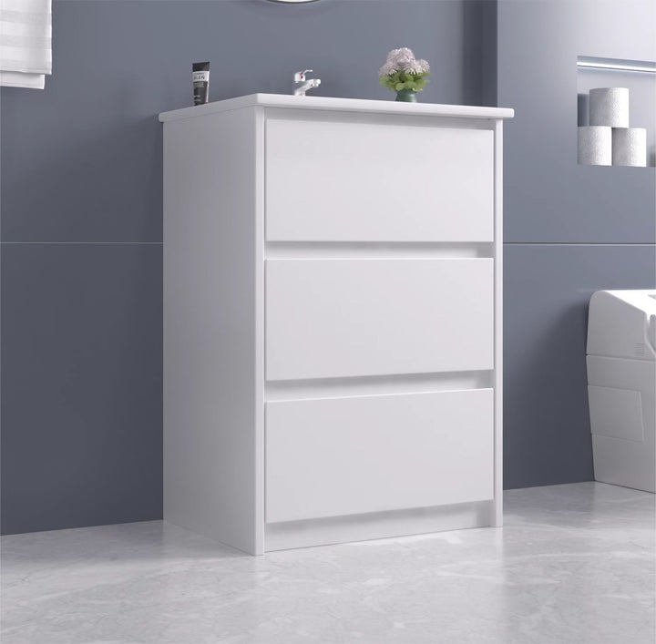 A-WinterWhite Bathroom Vanity with Ceramic Sink 24"