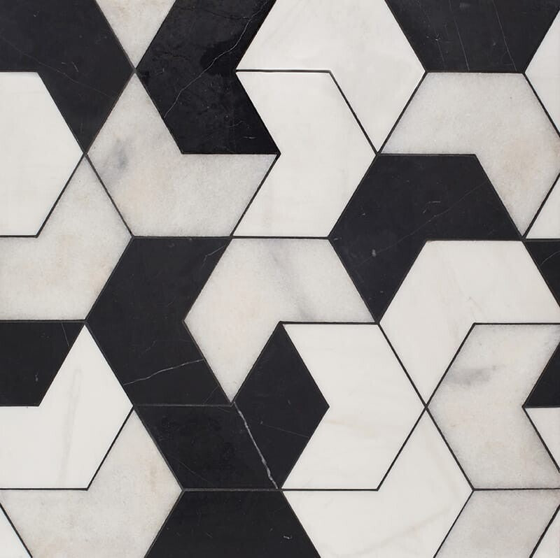 Black, Snow White, Glacier Multi Finish Ravel Marble Mosaic (MYS)