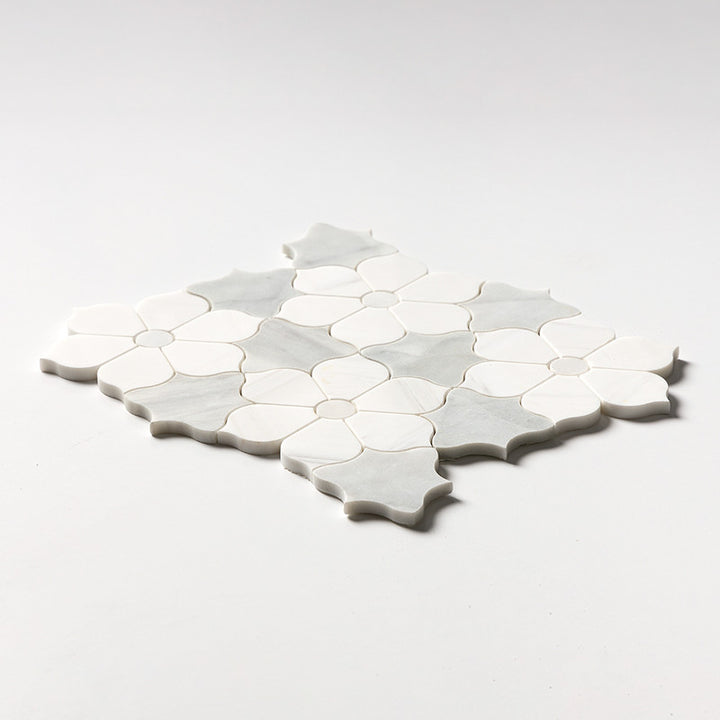Afyon White, Avenza Dark, Dolomite Multi Finish Theodora Marble Mosaic (MYS)