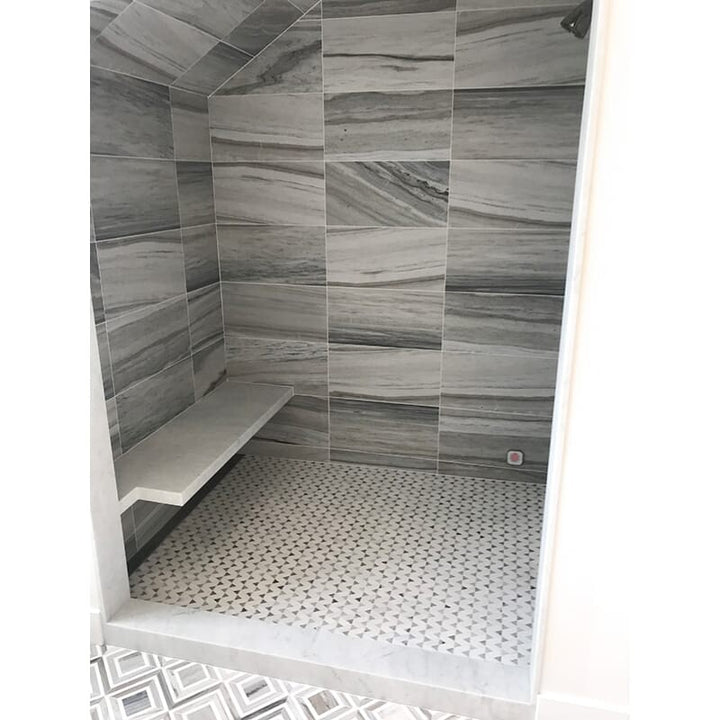 Skyline, Snow White Honed Monte Marble Mosaic (MYS)