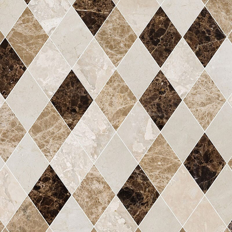 Crema Bella, Emperador Dark, Diana Royal Polished Almas Marble Mosaic (MYS)