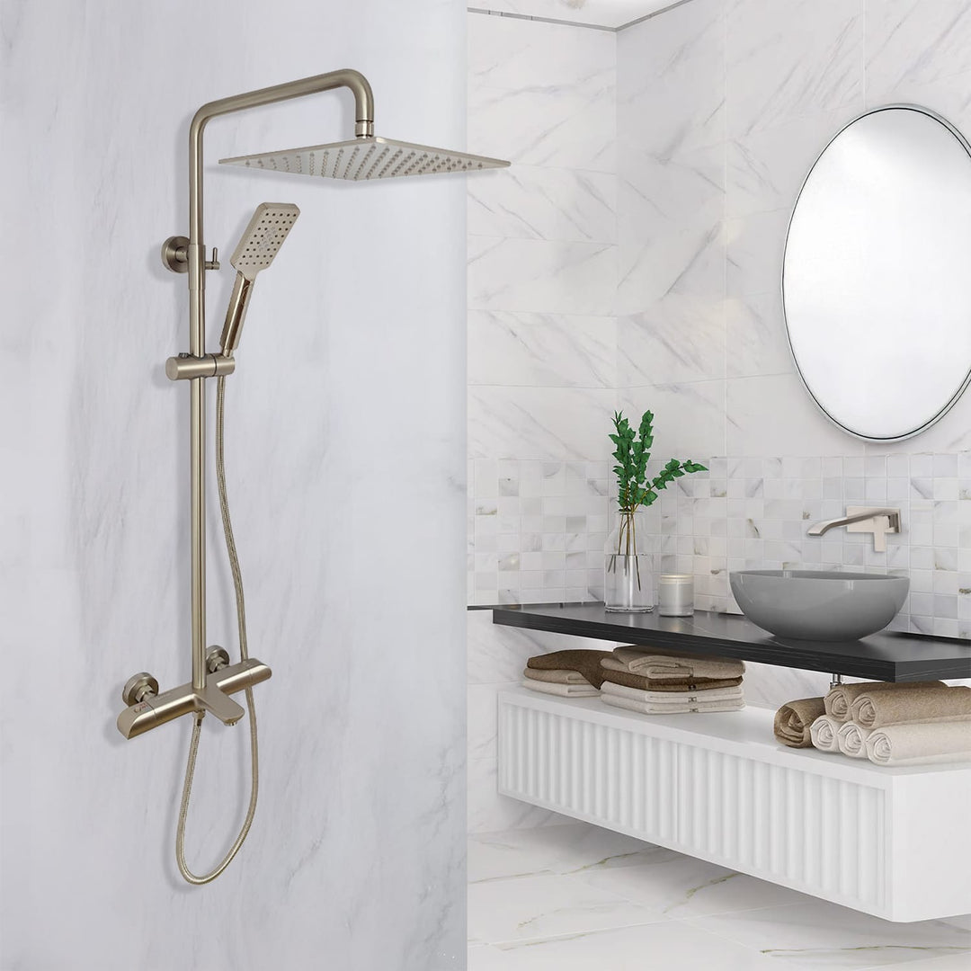 Aquadom Zen Series Square Thermostatic Shower Set