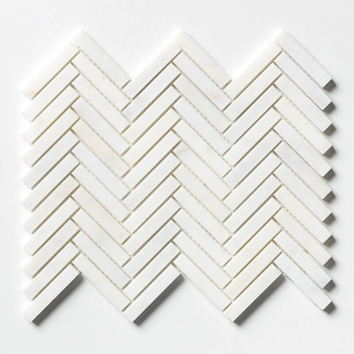 White Pearl Honed Herringbone 5/8x3 Marble Mosaic (MYS)