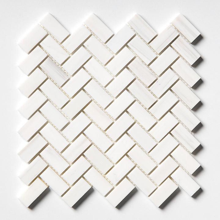 Bianco Dolomiti Classic Polished Herringbone 1x2 Marble Mosaic (MYS)