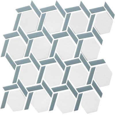 ProMosaics Glass – Pressed Raindrop + Hexwheel Mosaics