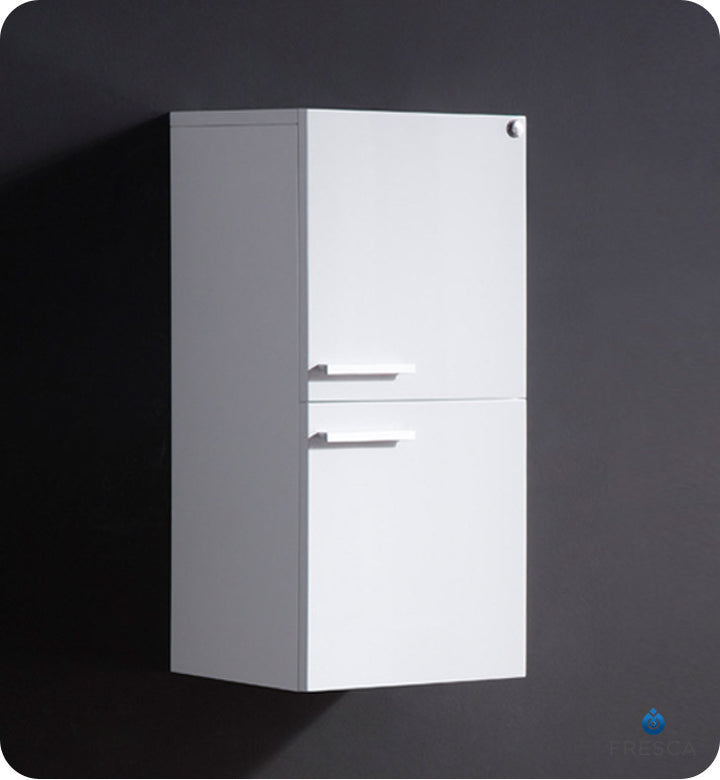 Fresca White Bathroom Linen Side Cabinet with 2 Storage Areas FST8091WH