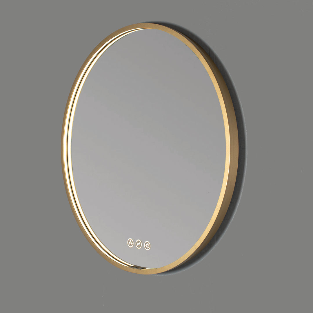 Oskar 32 Inch Round LED Mirror Matte Gold LED M7 R32 MG