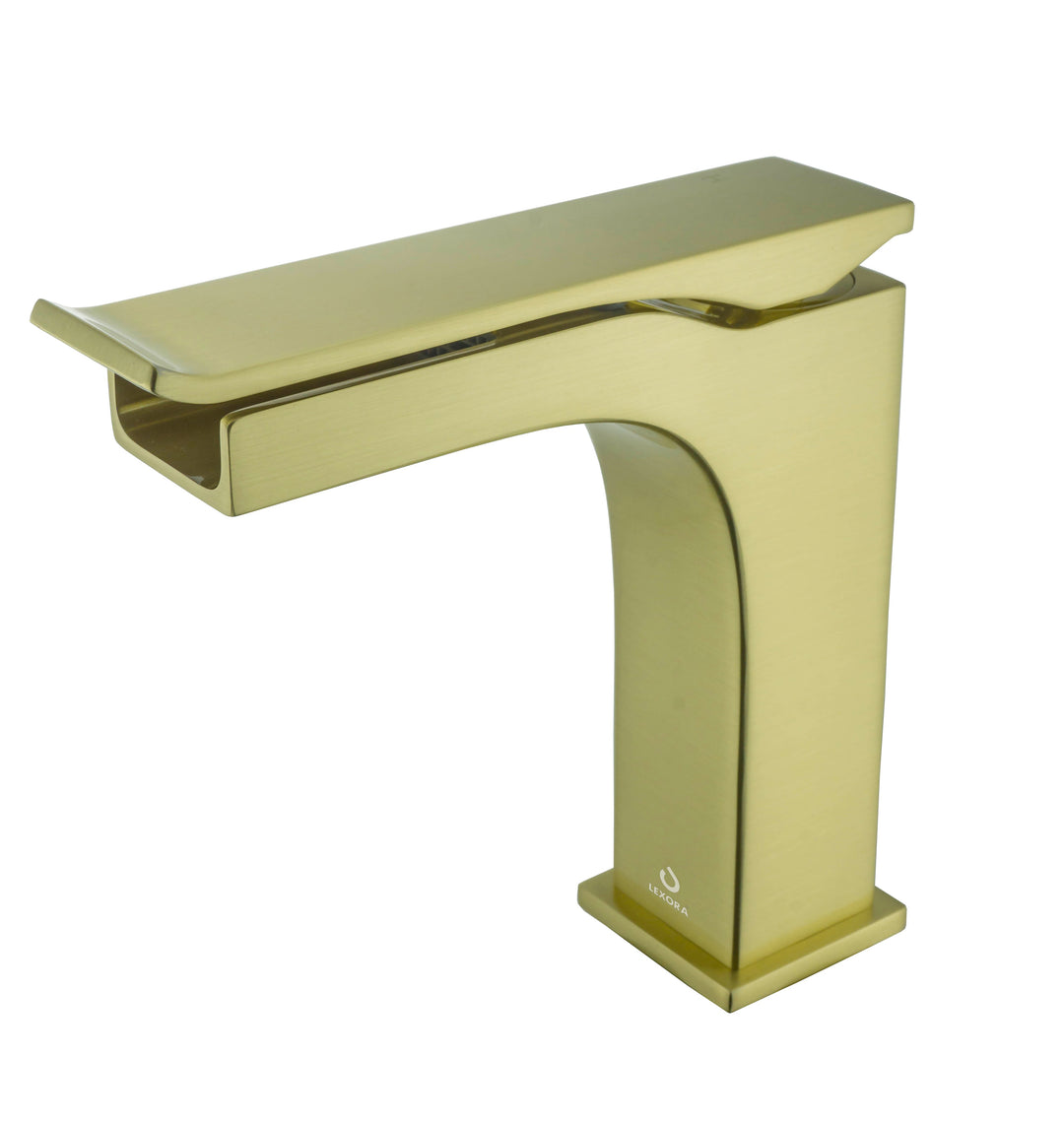 Lexora Balzani Brass Single Hole Bathroom Faucet, Brushed Brass Finish LFS1011BS