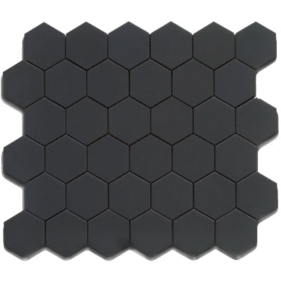 CC Mosaic Series Black Matte 2" x 2" Hex  on 12" x 12" UFCC103-12M