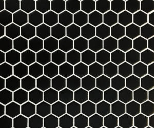 Glazed Hexagon Mosaic Black 1" Hex on 12" x 12" Glossy FECGMBG1HEX