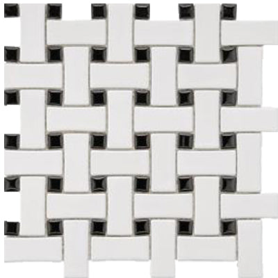 CC Mosaic Series White and Black Basketweave on 12" x 12" UFCC107-12M