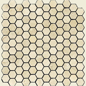 CREMAHEX Soprano 1" Natural Stone Hexagon Mosaic