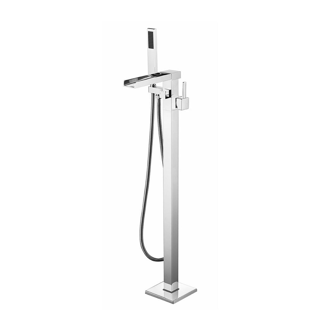 Lexora Cascata Free Standing Bathtub Filler/Faucet w/ Handheld Showerwand - Chrome LDF02041FSCHR