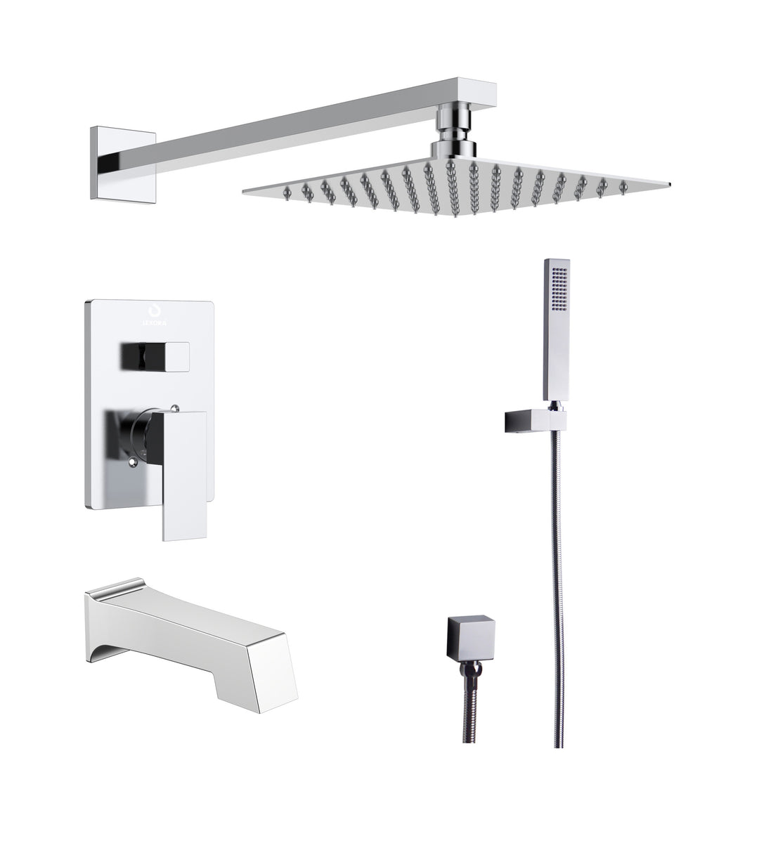 Monte Celo Stainless Steel Square Shower Set, Chrome Finish  LSS10011CH