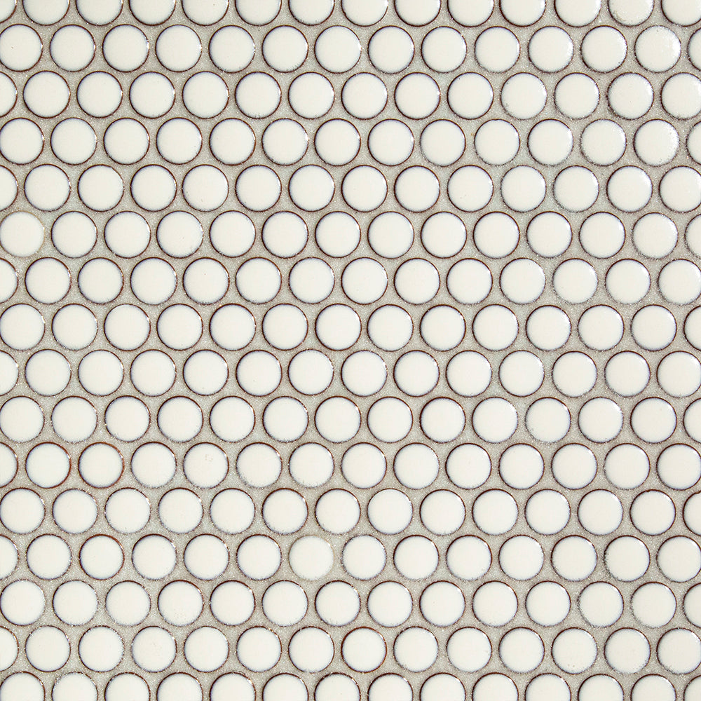 Glazed Penny Round Mosaic Dandelion 3/4" on 12" x 12" Glossy MIKC1179