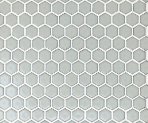 Glazed Hexagon Mosaic Dove 1" Hex on 12" x 12" Glossy MIKDOVE01A