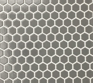 Glazed Hexagon Mosaic Fog 1" Hex on 12" x 12" Glossy MIKFOG01