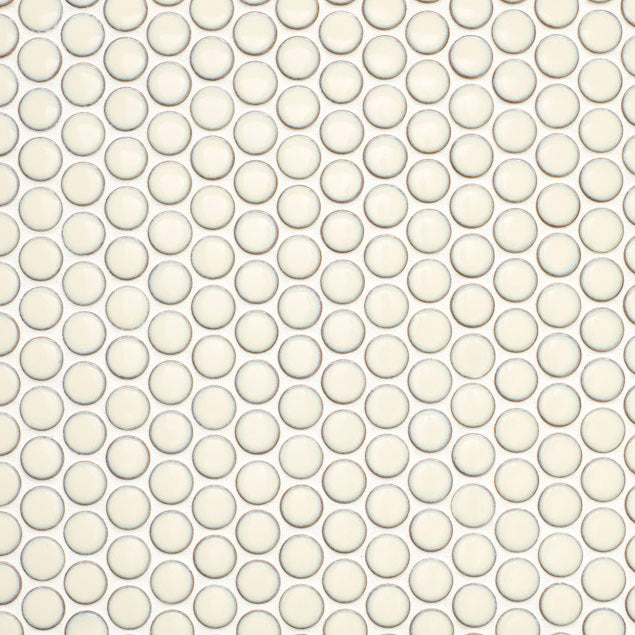 Glazed Penny Round Mosaic French Vanilla 3/4" on 12" x 12" Glossy  MIKC1106