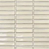 Glazed Stack Mosaic French Vanilla 3/8" x 2" on 12" x 12" Glossy