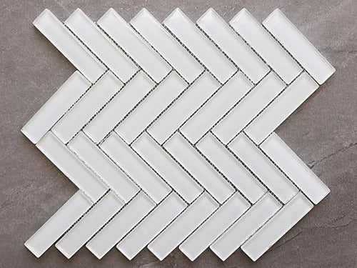 Elegant Mosaic GHK125 Shell White 1" x 4" Herringbone on 12" x 15"