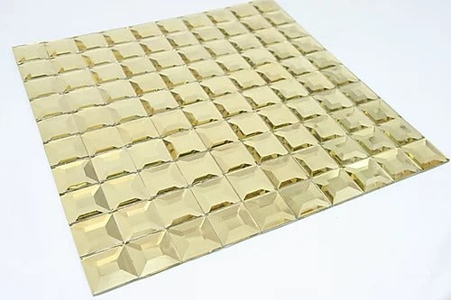 Elegant Mosaic GM113 Golden Pyramid 1-1/4" x 1-1/4" on 11.75" x 11.75"
