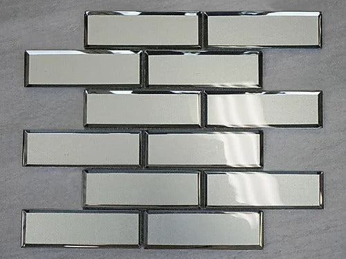 Elegant Mosaic GRM24 Silver 2" x 6" on 16.75" x 13.75"