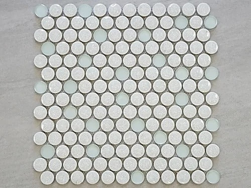 Elegant Mosaic GV2 White 1" Penny Round on 12.25" x 12"