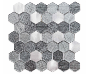 Merola Tile Galaxy Silver Hexagon on 12" x 12"