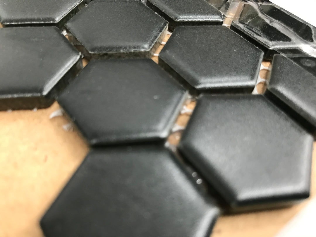 Black Hexagon on 12" x 12" Matte SIL-006
