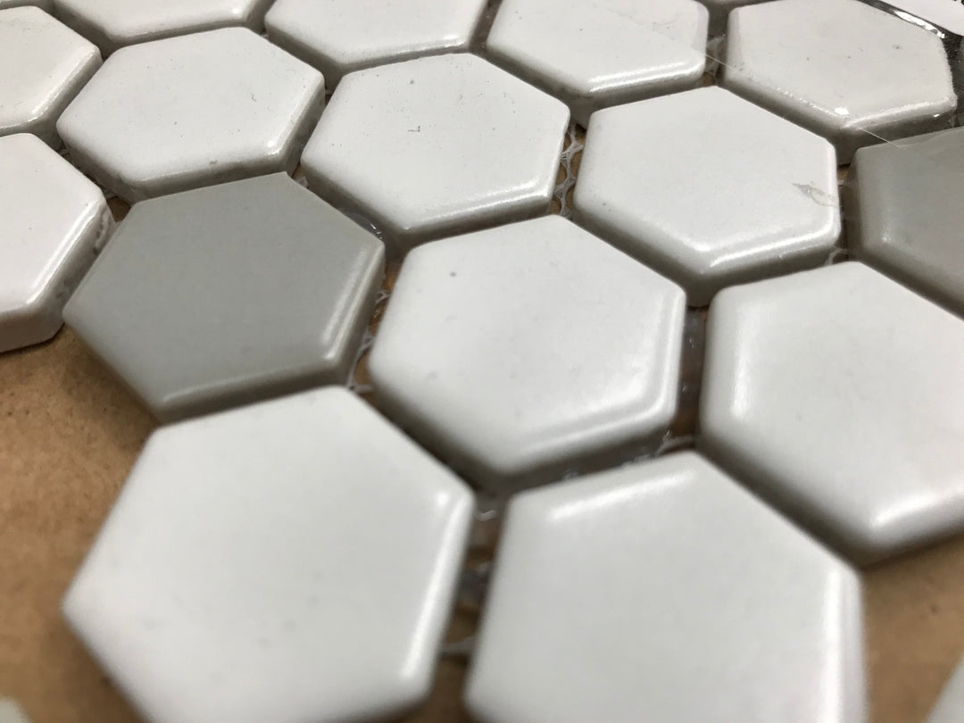 White and Gray Hexagon on 12" x 12" Matte SIL-007