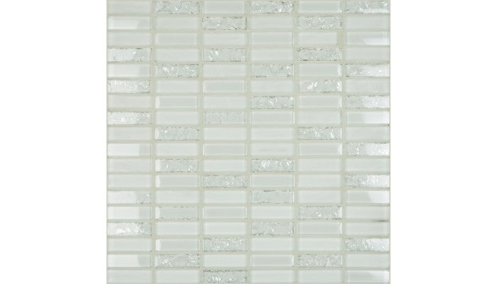 Crackle White 1.8" x 0.6" on 12" x 12" Mosaic 6580-C