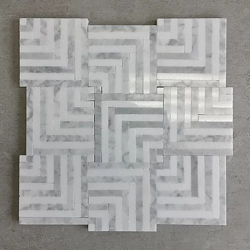 Elegant Mosaic LS1 White Carrara & Thassos White Random on 12.25" x 12.25"