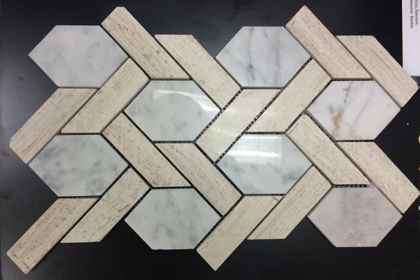 Merola Tile Ladder Hex Carrara & Wooden White – Timeless Tile NYC
