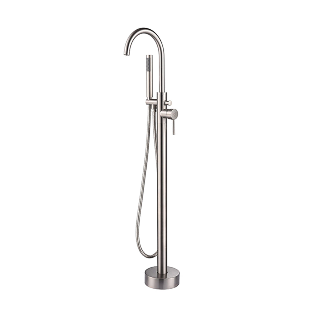 Lexora Lago Free Standing Bathtub Filler/Faucet w/ Handheld Showerwand - Brushed Nickel LDF02017FSBNL