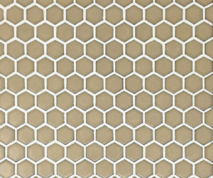 Glazed Hexagon Mosaic Latte 1" Hex on 12" x 12" Glossy MIKLATTE01