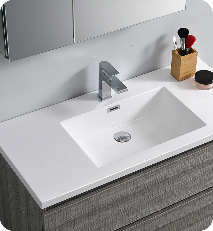 Fresca FVN9342HA Lazzaro 42" Ash Gray Free Standing Modern Bathroom Vanity with Medicine Cabinet