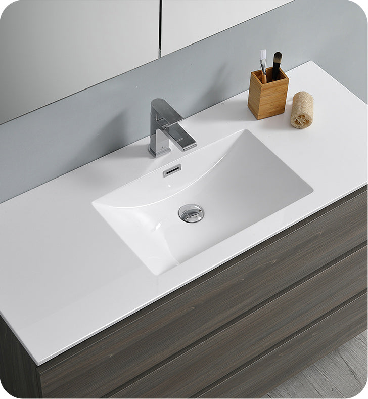 Fresca FVN9348MGO Lazzaro 48" Gray Wood Free Standing Modern Bathroom Vanity with Medicine Cabinet