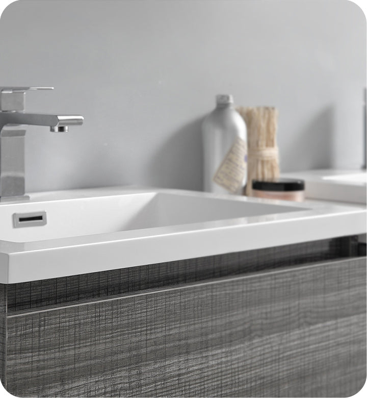 Fresca FVN93-241224HA-D Lazzaro 60" Ash Gray Free Standing Double Sink Modern Bathroom Vanity with Medicine Cabinet