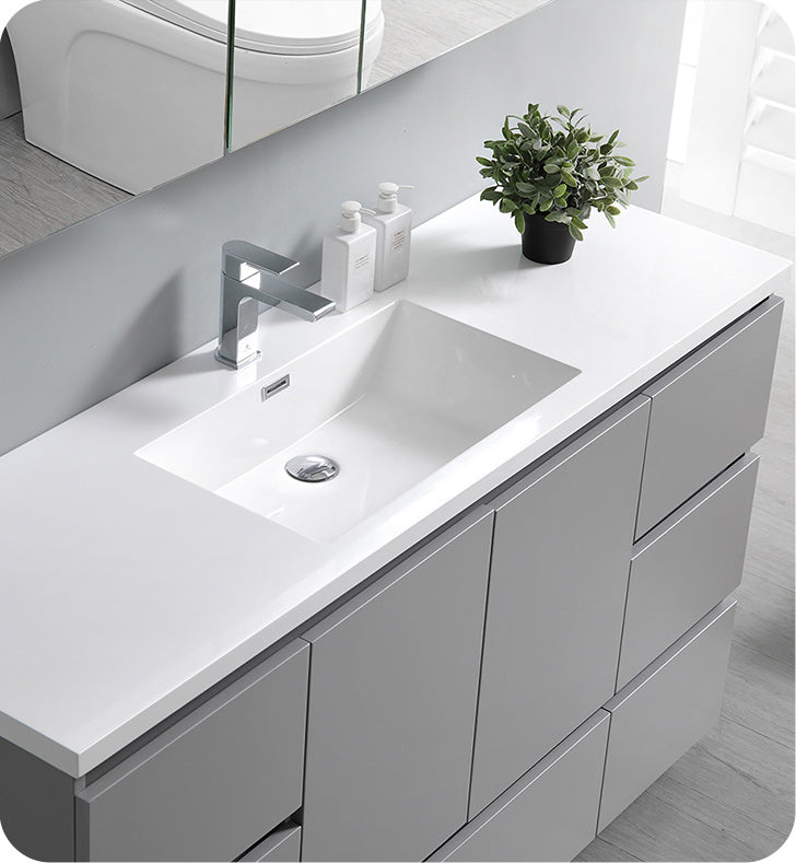 Fresca FVN9360GR-S Lazzaro 60" Gray Free Standing Single Sink Modern Bathroom Vanity with Medicine Cabinet