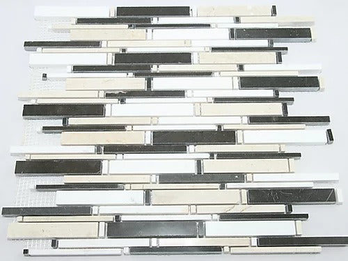 Elegant Mosaic MA3 Aristone, Cream Marfil, Portugal Grey Random on 14.5" x 12"