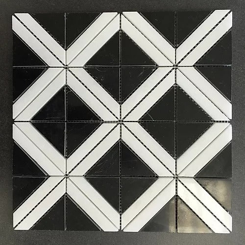 Elegant Mosaic MH5 Thassos White + Absolute Black Random on 12" x 12"