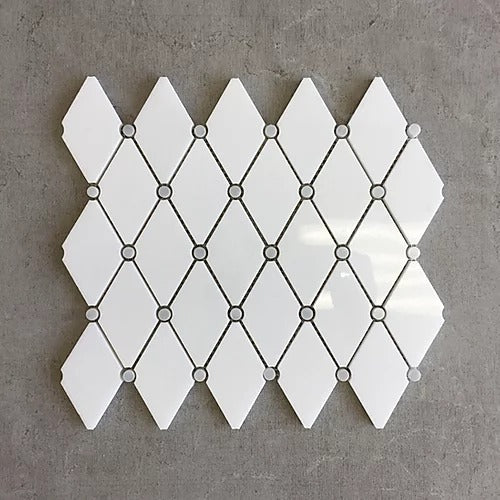 Elegant Mosaic MU2 Thassos White Random on 13" x 12"