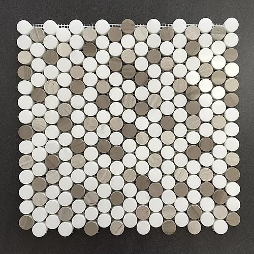 Elegant Mosaic MV72 Mix Penny Round on 12.5" x 12"