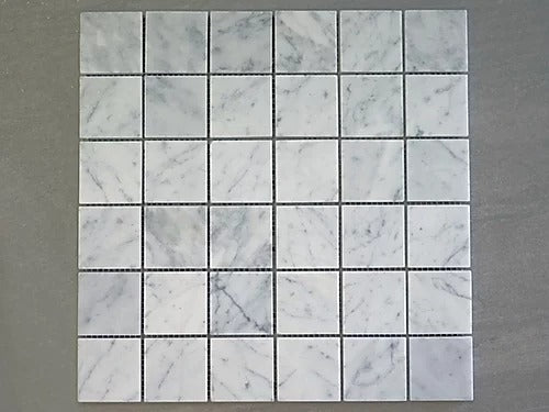 Elegant Mosaic MW17 White Carrara 2" x 2" on 12" x 12"