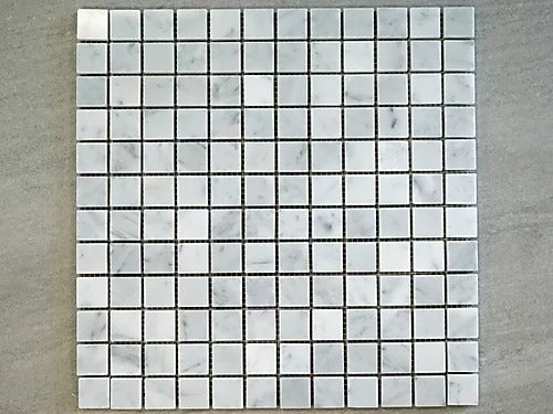 Elegant Mosaic MW18 White Carrara 1" x 1" on 12" x 12"