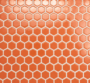 Glazed Hexagon Mosaic Orange 1" Hex on 12" x 12" Glossy MIKORANGE01