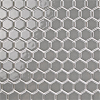 Glazed Hexagon Mosaic Pewter 1" Hex on 12" x 12" Glossy MIKPEWTER01