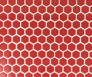 Glazed Hexagon Mosaic Red 1" Hex on 12" x 12" Glossy MIKNRED01